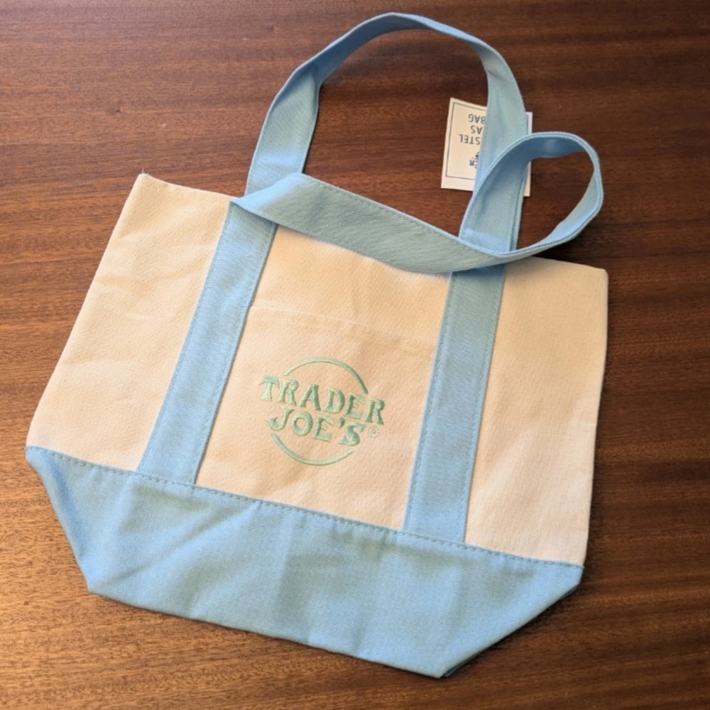 Trader Joe's Pastel Mini Tote Bag Blue